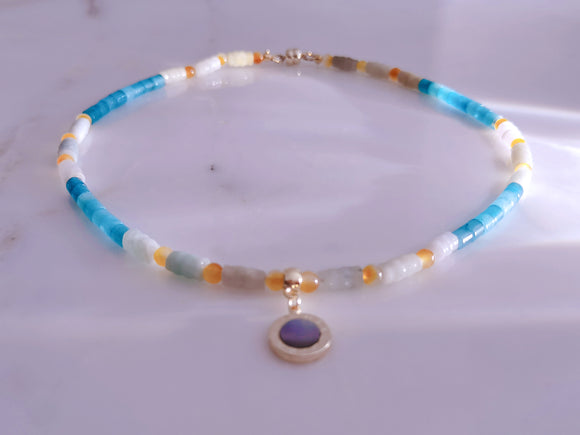 Nephrite & Agate Beaded Choker