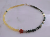 Amber & Moss Agate Beaded Choker