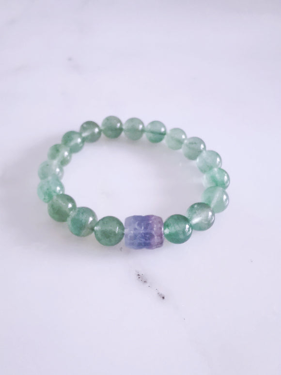 Green Strawberry Quartz Stretch Bracelet