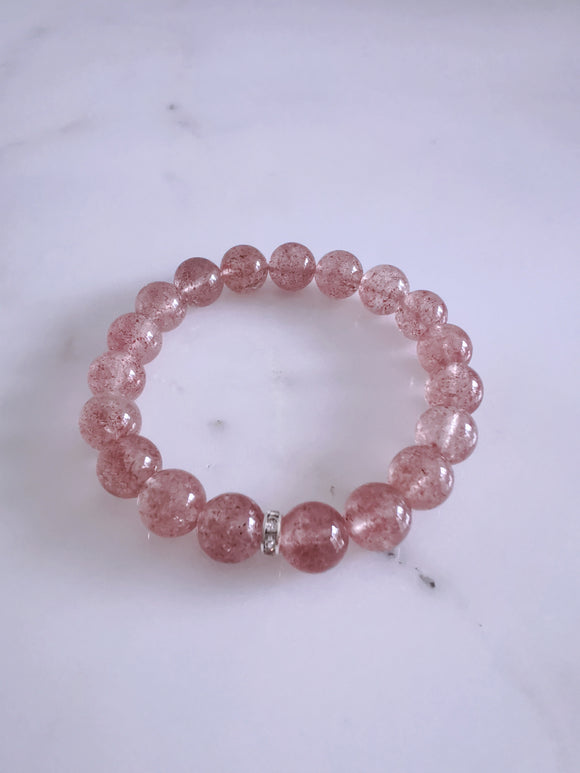 Pink Strawberry Quartz Stretch Bracelet