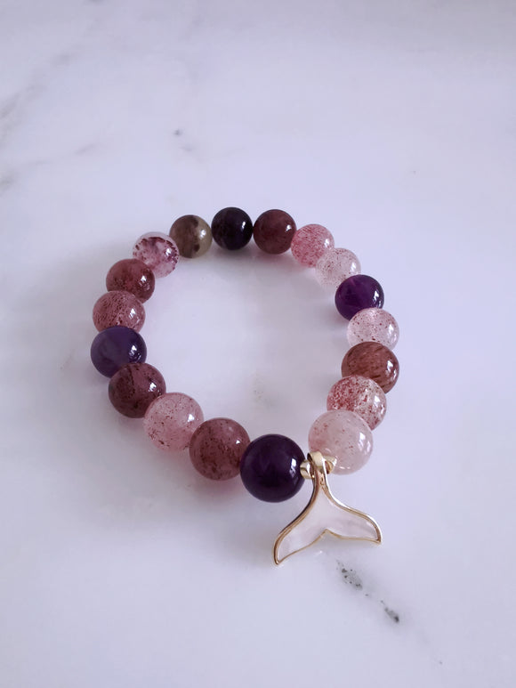 Multicolor Strawberry Quartz Stretch Bracelet