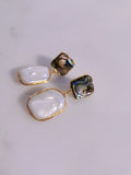 Abalone Shell, Baroque Pearl Dangle Stud Earrings