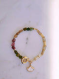 Tumbled Tourmaline and Chain Bracelet