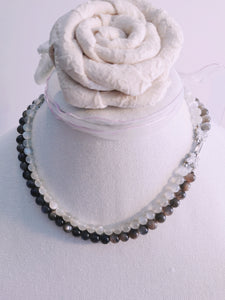 Black & White Moonstone Double Strand Necklace