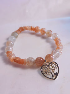 Arusha Sunstone Beaded & Tumbled Sunstone Bracelet