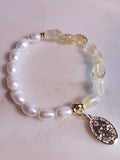 Citrine & Pearl Rice Beaded Bracelet