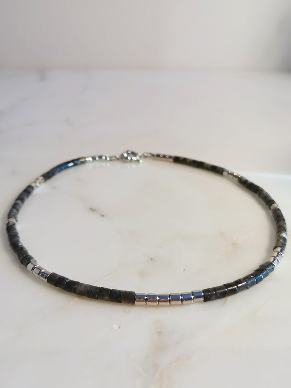 Snowflake Obsidian Tiny Beaded Choker