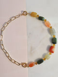 Multicolour Jasper Cube Chain Choker