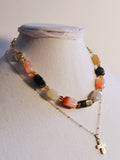 Multicolour Jasper Cube Chain Choker