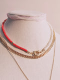 Red Coral & Pearl Tiny Beaded Choker (6mm)