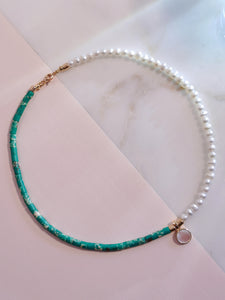 Ocean Jasper & Pearl Tiny Beaded Chain Choker