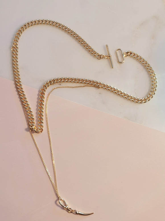 14k Gold Plated Double Layer Chain Necklace