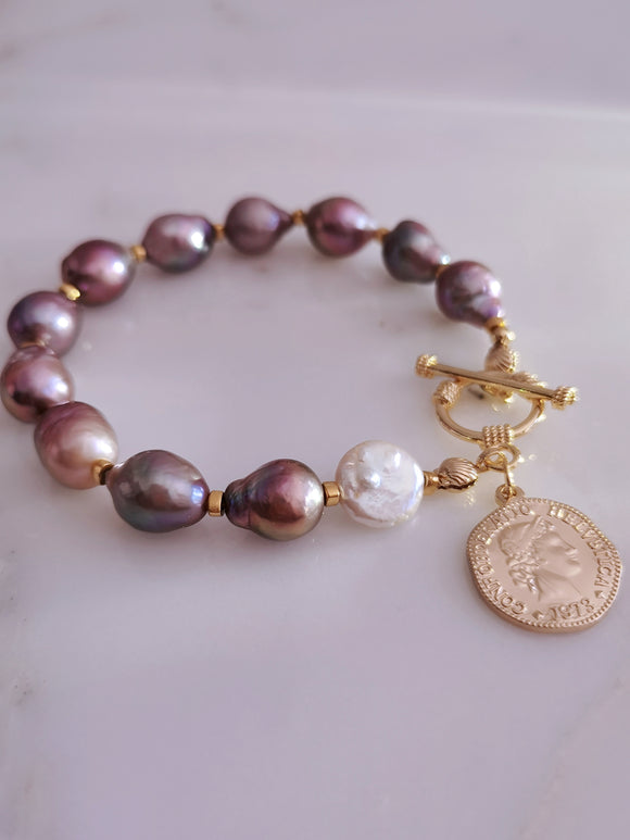 Mauve Baroque Pearl Bracelet