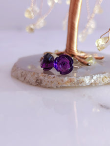 Amethyst Rose Stud Earrings