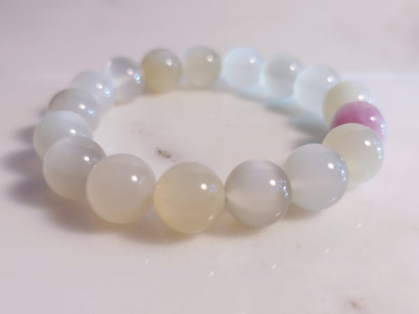 Gray Moonstone DewDrop store Stretch Bracelet