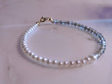 Black Moonstone & Pearl 3mm Beaded Bracelet