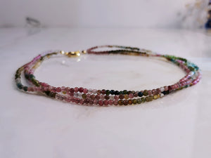 Tourmaline 3mm Triple String Choker Necklace