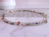 Faceted Various Tourmaline & Peridot Triple String Choker