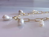 Baroque Pearl & Paperclip Chain Choker