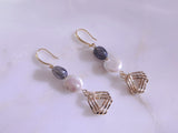 Baroque Pearl & Black Moonstone Dangle Earrings