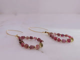 Pink Tourmaline Tumbled Drop Earrings