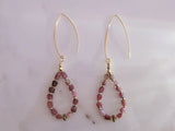 Pink Tourmaline Tumbled Drop Earrings