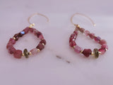 Pink Tourmaline Tumbled Drop Earrings