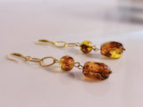 Flower Amber Drop Earrings