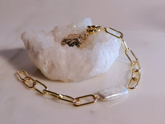 Baroque Pearl Paper Chain Bracelet