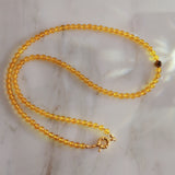 Lemon Amber 6mm Beaded Matinee Necklace