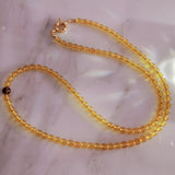 Lemon Amber 6mm Beaded Matinee Necklace