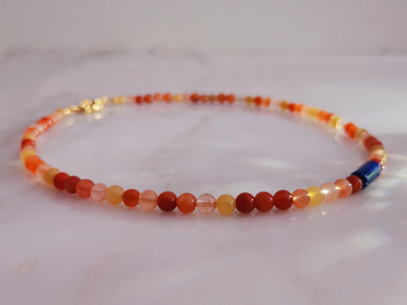 Multicolor Agate 5mm Beaded Choker Necklace